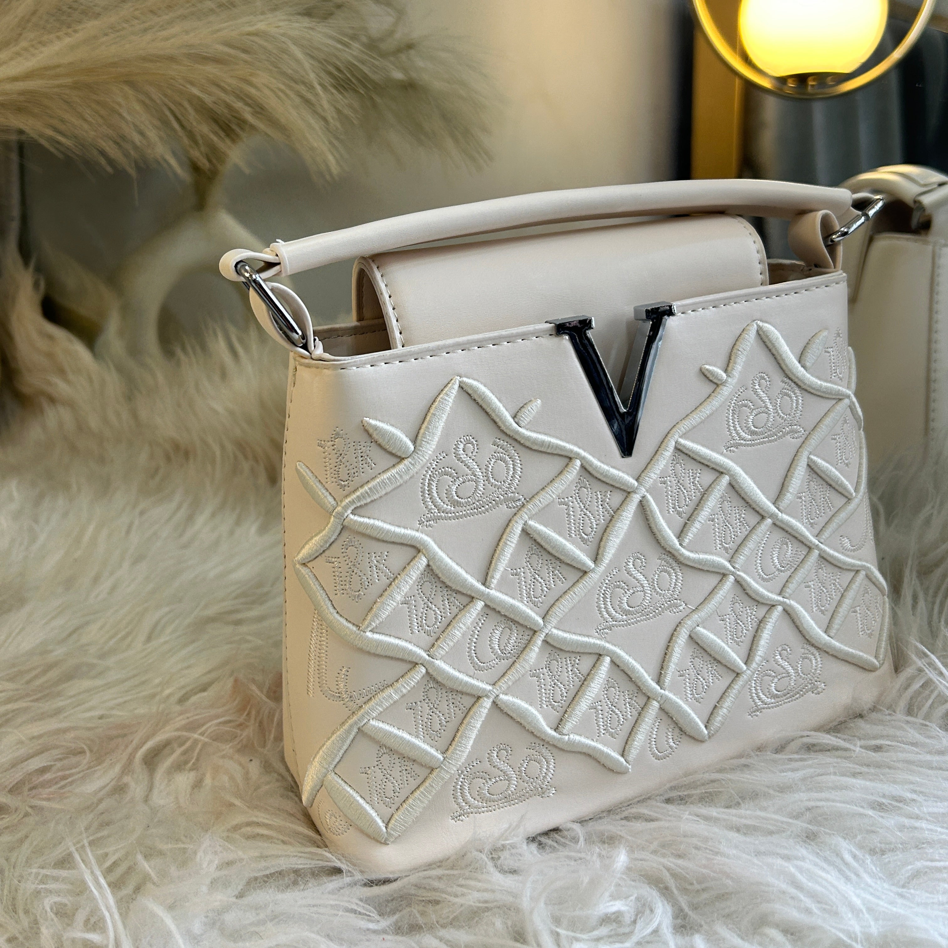 Vera Luxe Embroidered Crossbody Bag